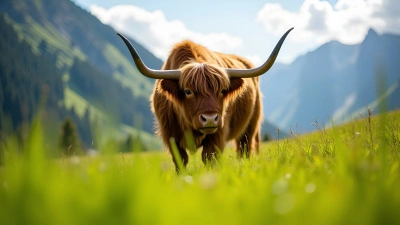 Yak Grazing in Mountainous Green Pasture