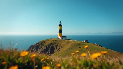 Yellow And Black Lighthouse On Grassy Hill