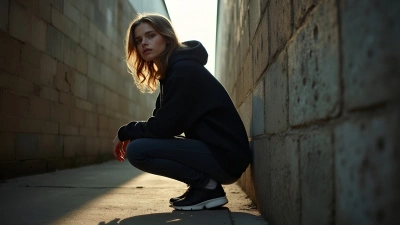 Young Woman In Black Hoodie Crouching Outdoors
