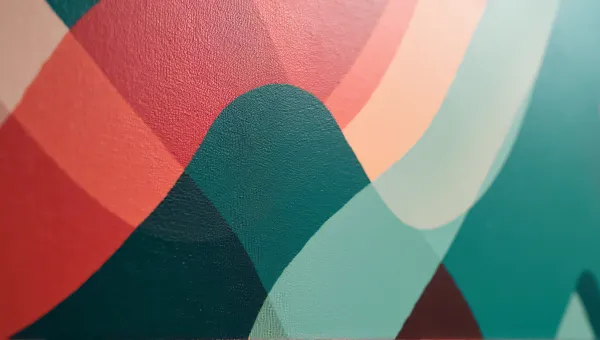 Abstract Emerald And Crimson Shapes On Canvas