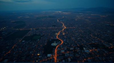 Aerial View of Dense Metropolitan Area at Dusk