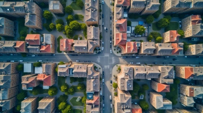 Aerial View Of Dense Structures And Roads