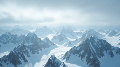 Aerial View Of Icy Peaks With Jagged Ridges