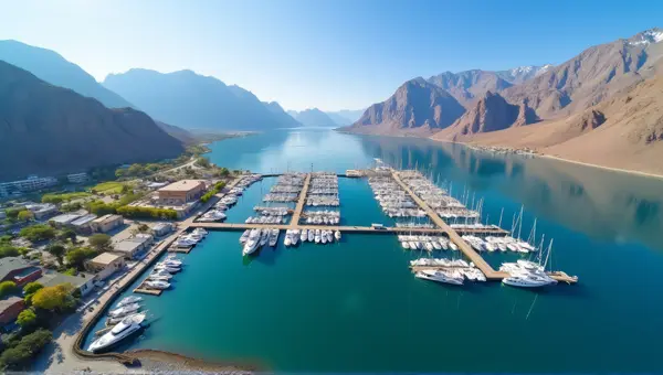 Aerial View Marina Turquoise Water Docked Boats