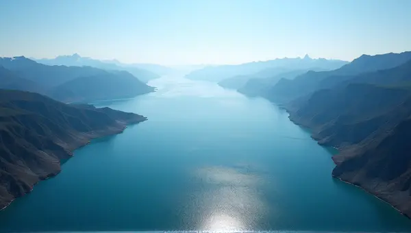 Aerial View Of Narrow Strait With Blue Waves