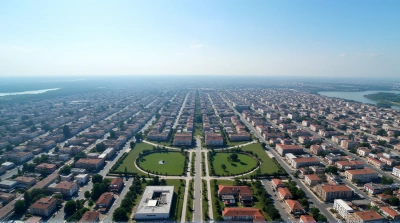 Aerial View of Roads, Rooftops, and Parks Network