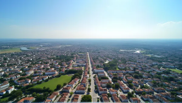 Aerial View of Roads, Rooftops, and Parks Network