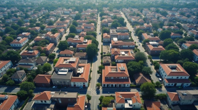 Aerial View Of Rooftops And Roads Under Clear Sky