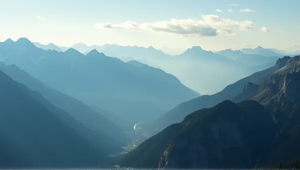 Aerial View Of Rugged Mountain Peaks At Sunrise