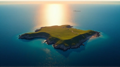 Aerial View Small Island Golden Hour Contrast