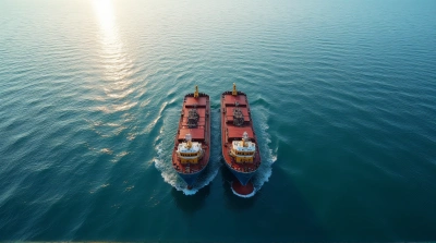 Aerial View Of Two Boats On Rippling Surface