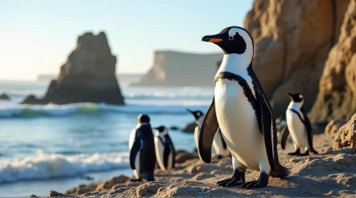 African Penguins Gathering By Rocky Coastal Edge