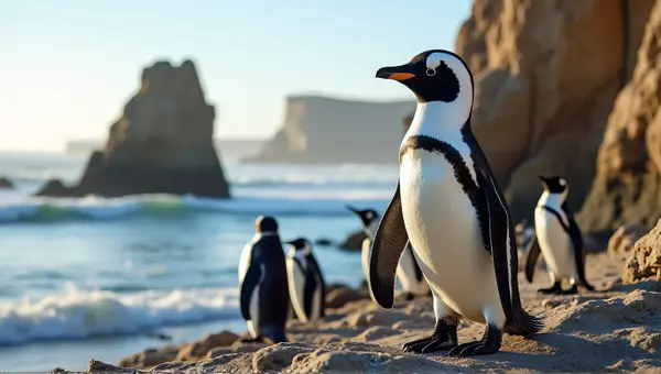 African Penguins Gathering By Rocky Coastal Edge