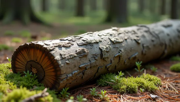 Aged Timber Trunk on Mossy Ground with Pine Needles