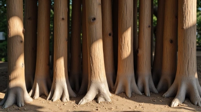 Aged Wooden Trunks In Sunlit Clearing