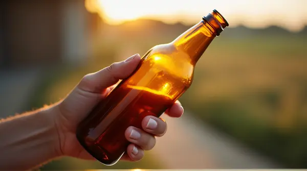 Amber Bottle Close-Up Texture Light Refraction