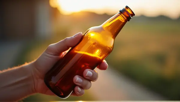 Amber Bottle Close-Up Texture Light Refraction