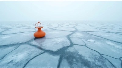 Amber Buoy On Cracked Frosted Ice Texture