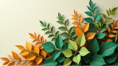 Amber And Emerald Foliage Cluster With Patterns