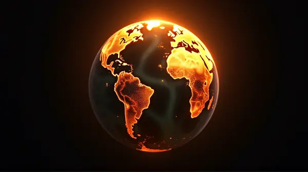 Amber Globe Showing Continents and Oceans
