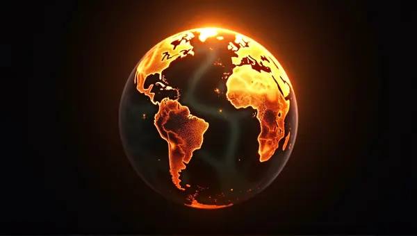Amber Globe Showing Continents and Oceans