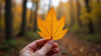 Amber Leaf Close-Up With Textured Veins