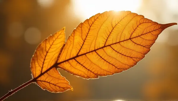 Amber Leaf Texture With Soft Natural Background