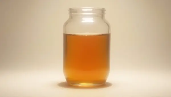 Amber Liquid In Cylindrical Jar On Neutral Background