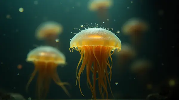 Amber And Olive Gelatinous Sea Creatures Cluster