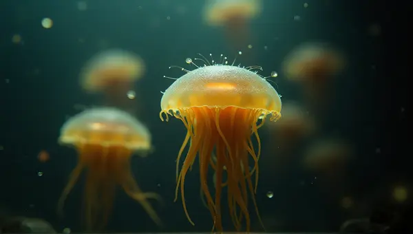Amber And Olive Gelatinous Sea Creatures Cluster