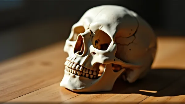 Anatomical Skull Study On Wooden Table