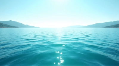 Aqua Seascape With Rolling Hills Horizon