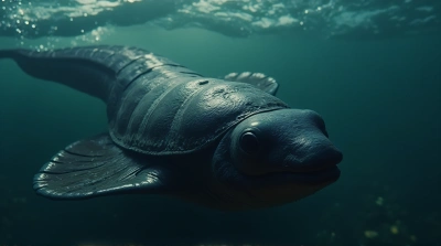 Aquatic Creature With Textured Shell In Gentle Waves