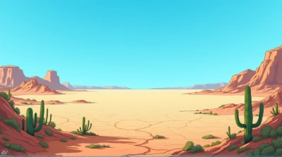 Arid Terrain With Cacti And Rocky Formations