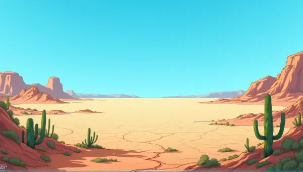 Arid Terrain With Cacti And Rocky Formations