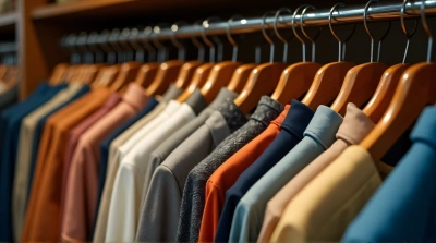 Assorted Apparel On Metal Hangers In Wardrobe