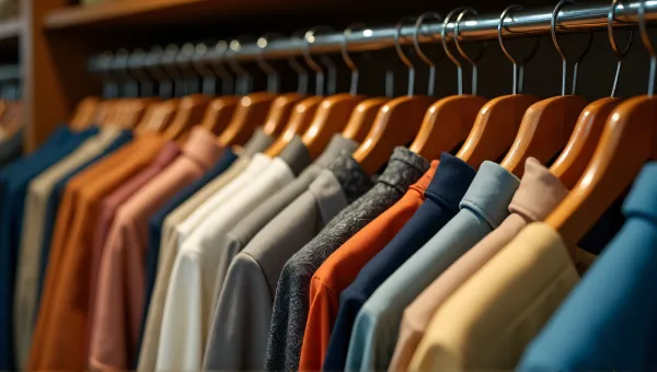 Assorted Apparel On Metal Hangers In Wardrobe