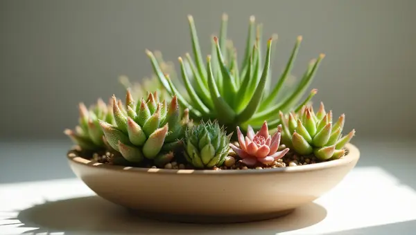 Assorted Desert Succulents In Ceramic Dish