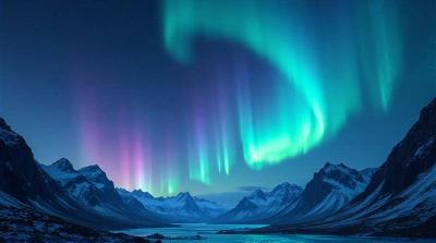 Aurora Borealis Above Rugged Alpine Ridges