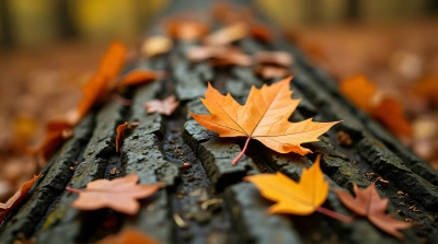 Autumn Leaves Texture On Tree Bark Surface