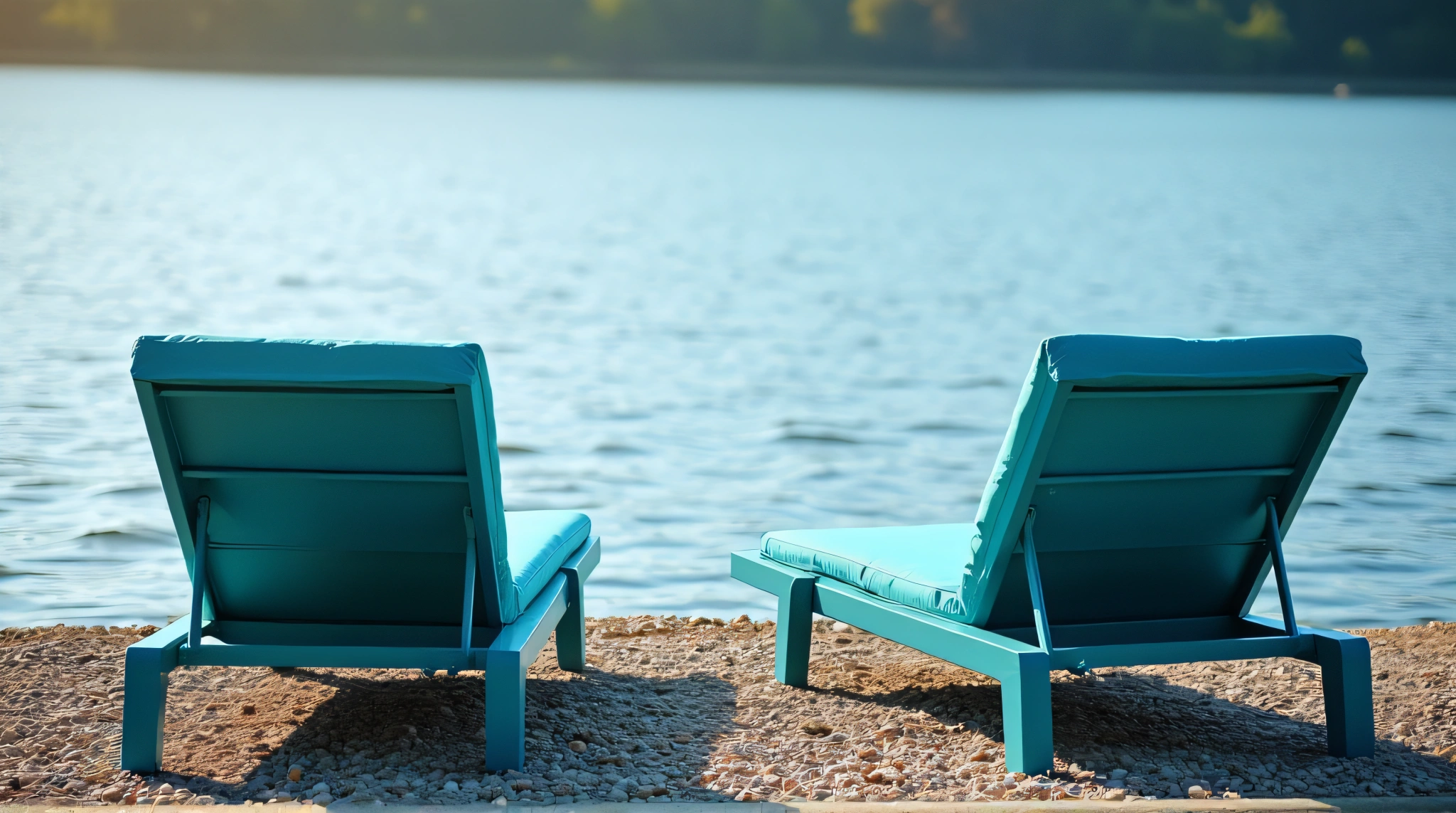 Azure Lounge Chairs by Tranquil Lake Shore