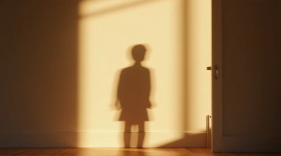Backlit Figure Against Textured Wall In Doorway