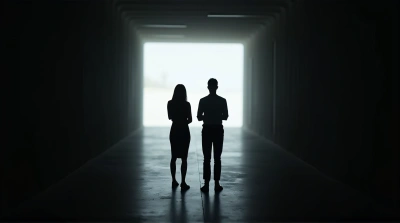 Backlit Figures In Dark Contrast Scene