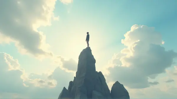 Balance On Stone Pillar With Dynamic Sky
