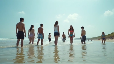 Beach Gathering By The Shoreline At Water’s Edge