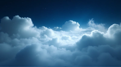 Billowy White Vapor Against Deep Blue Sky