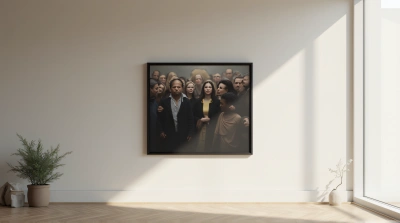 Black-Framed Group Artwork On Neutral Wall