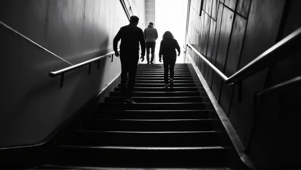 Black And White Metal Staircase Climbing Contrast