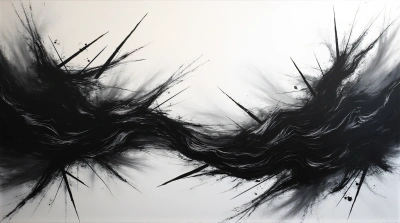 Black And White Swirling Line Art On Canvas