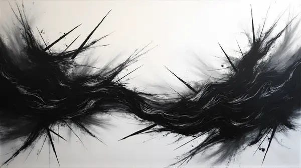 Black And White Swirling Line Art On Canvas